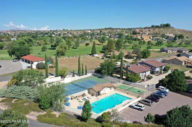 a view of an outdoor space and mountain view