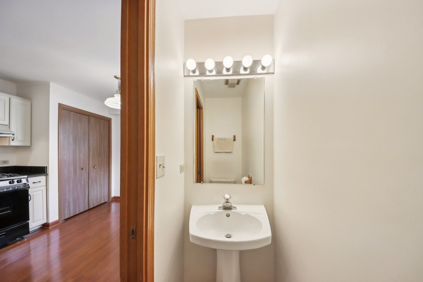 37 Terrace Lane, Unit F Lake Zurich, IL 60047 - Photo 17 of 40 a bathroom with a sink and a mirror
