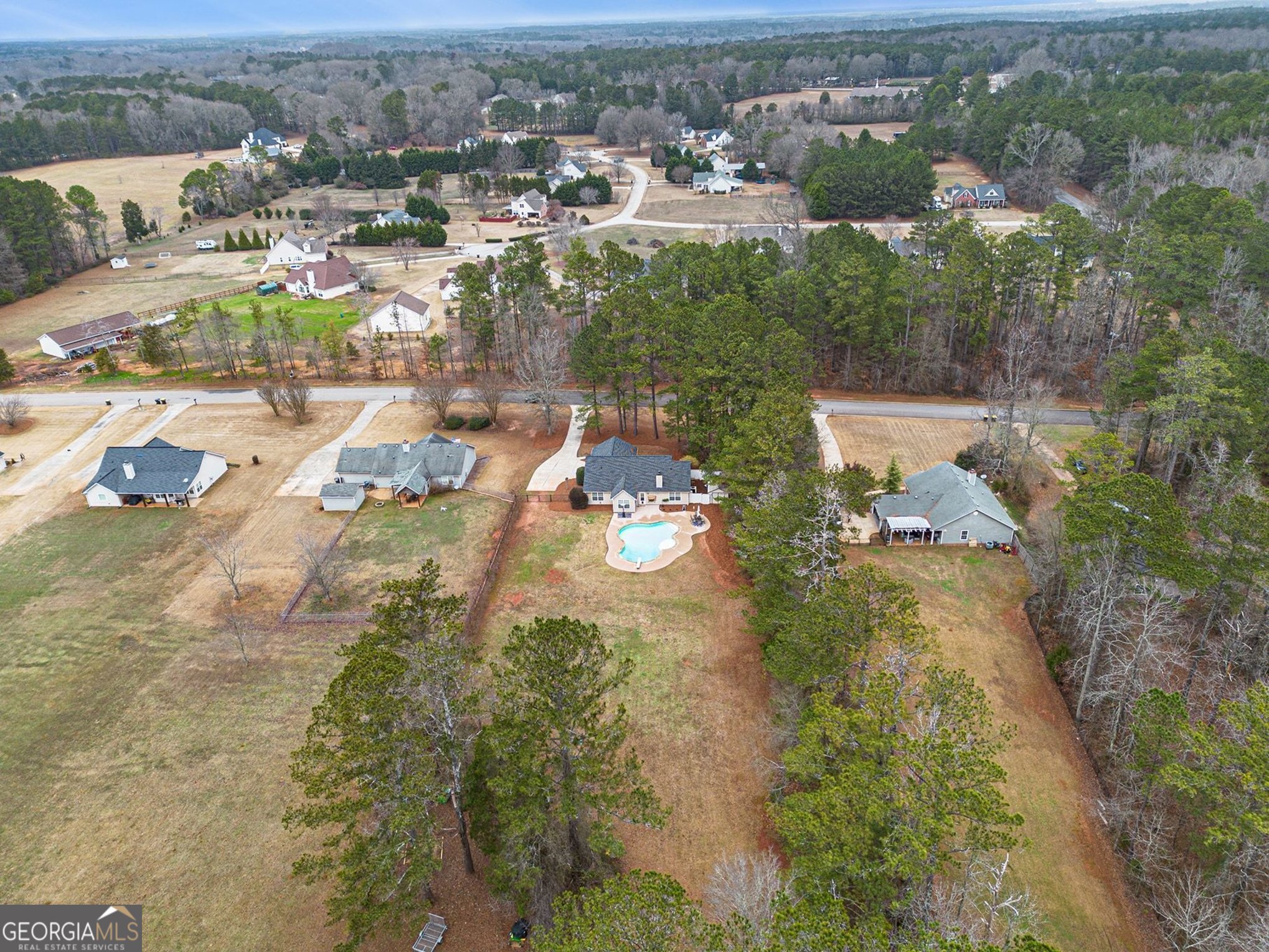 30 Old Mill Way Senoia, GA 30276 - Photo 26 of 29 an aerial view of residential houses with outdoor space