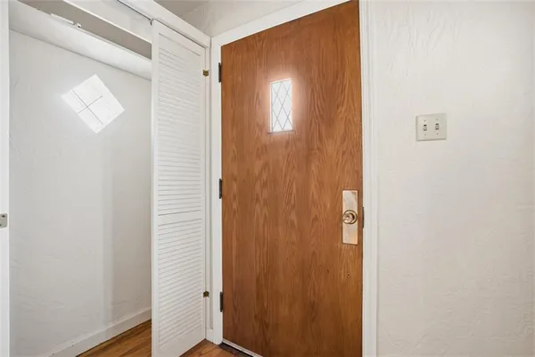 a door with a mirror