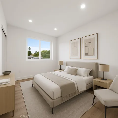 a living room with furniture and white walls