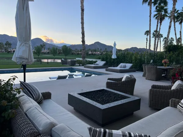 a view of a terrace with couches