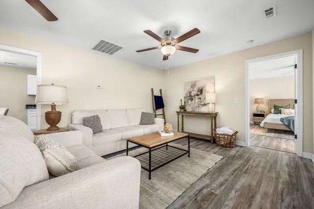 a living room with furniture