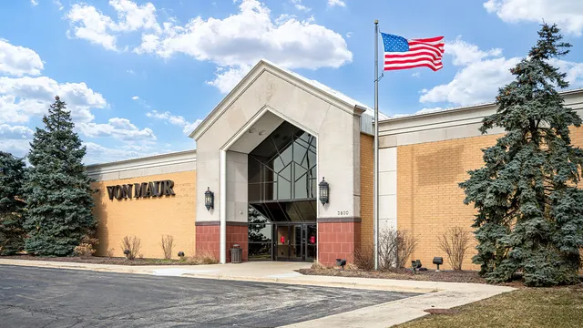 a front view of a building