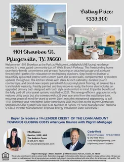$339,900 | 1101 Showbox Street, Pflugerville, TX 78660