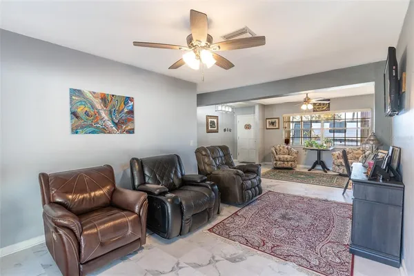 a living room with furniture