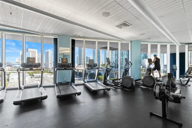 a view of a room with gym equipment