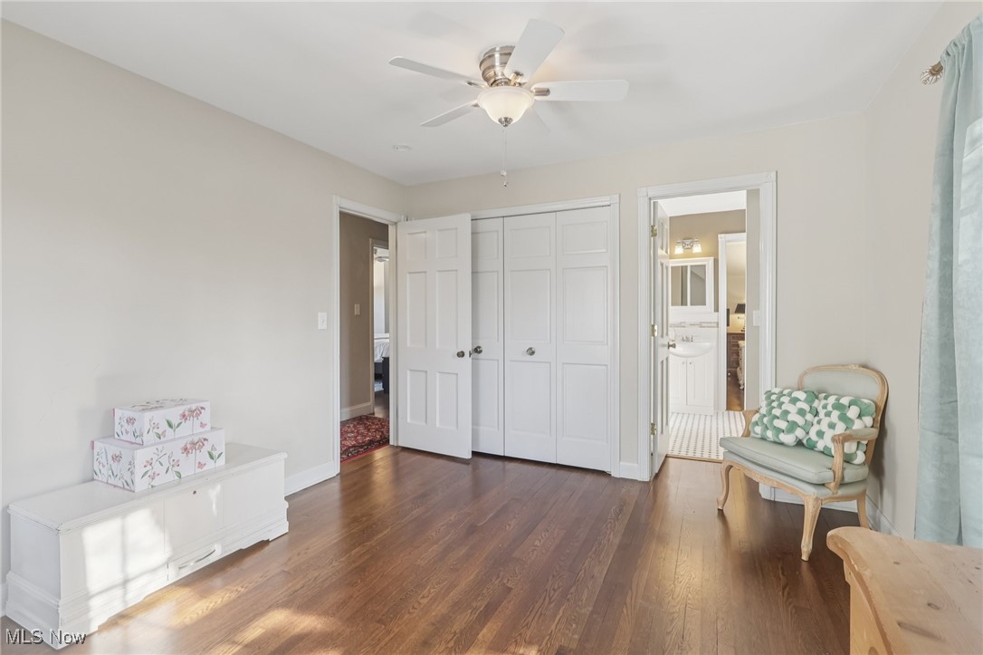 17024 Fernway Road Cleveland, OH 44120 - Photo 37 of 46 Sitting room with dark wood-type flooring and ceiling fan