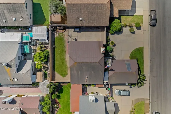 an aerial view of a house