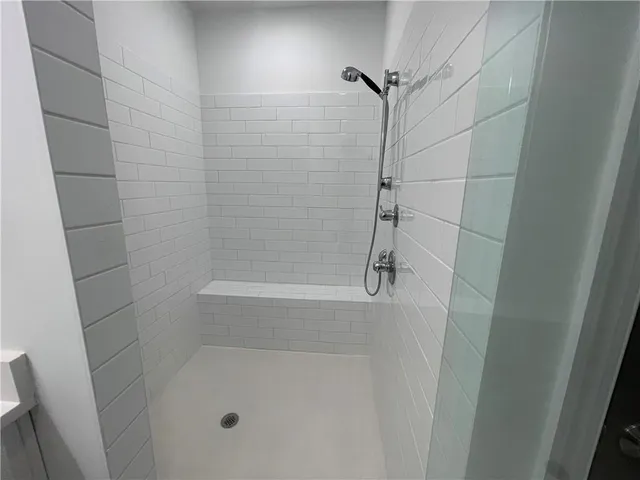 a bathroom with a shower