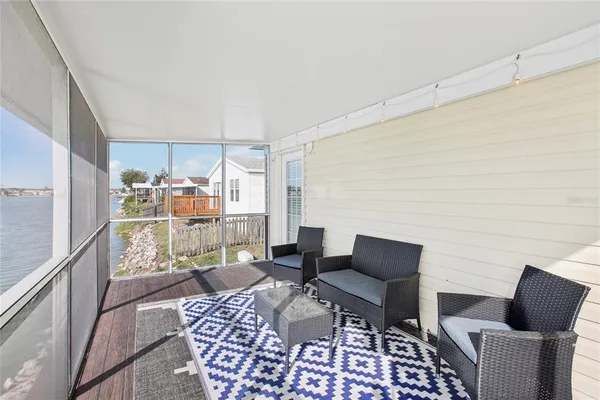 a view of a lake from a balcony