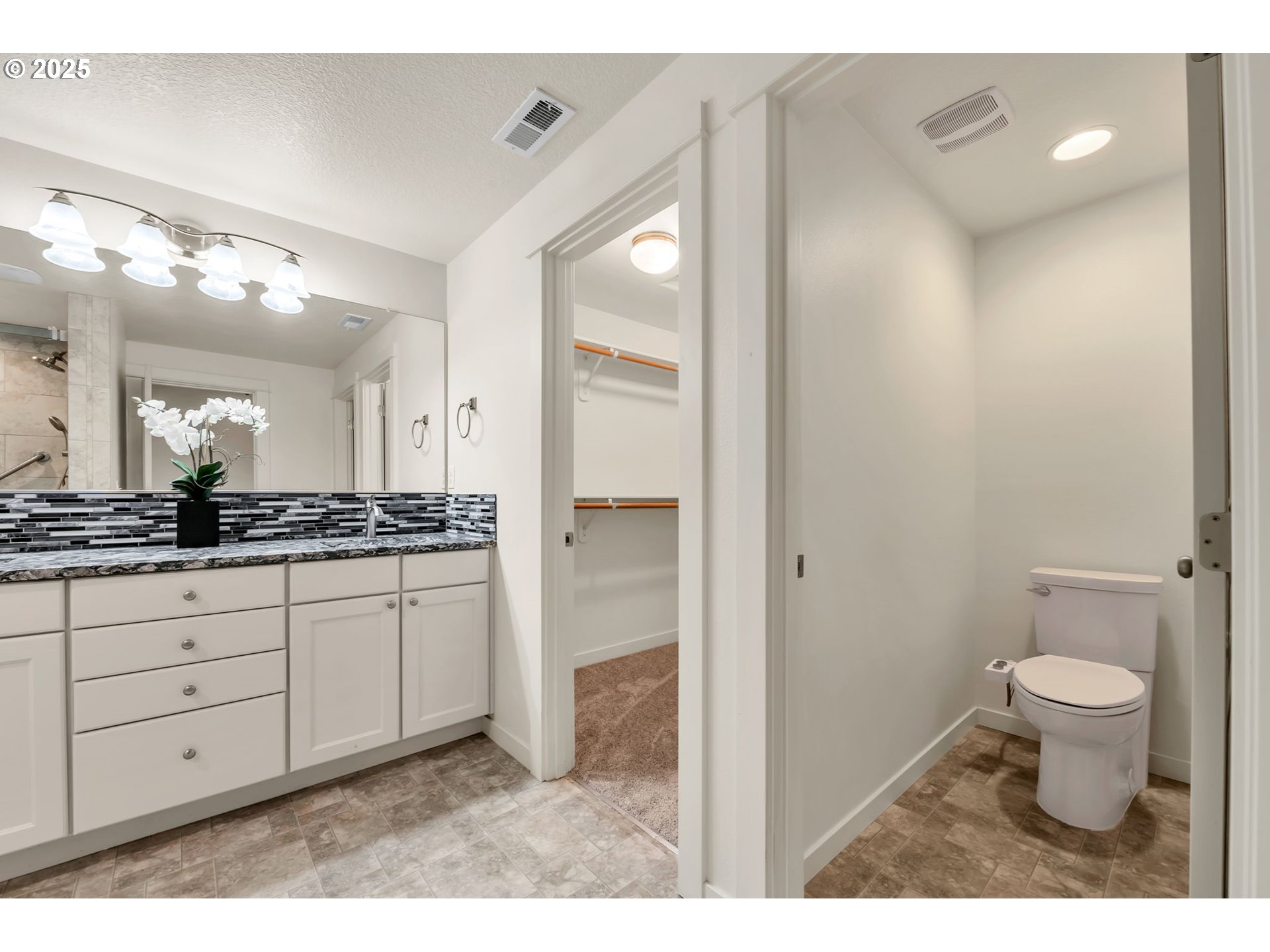3869 Gusty Avenue Northeast Albany, OR 97322 - Photo 33 of 47 a bathroom with a granite countertop sink mirror and toilet