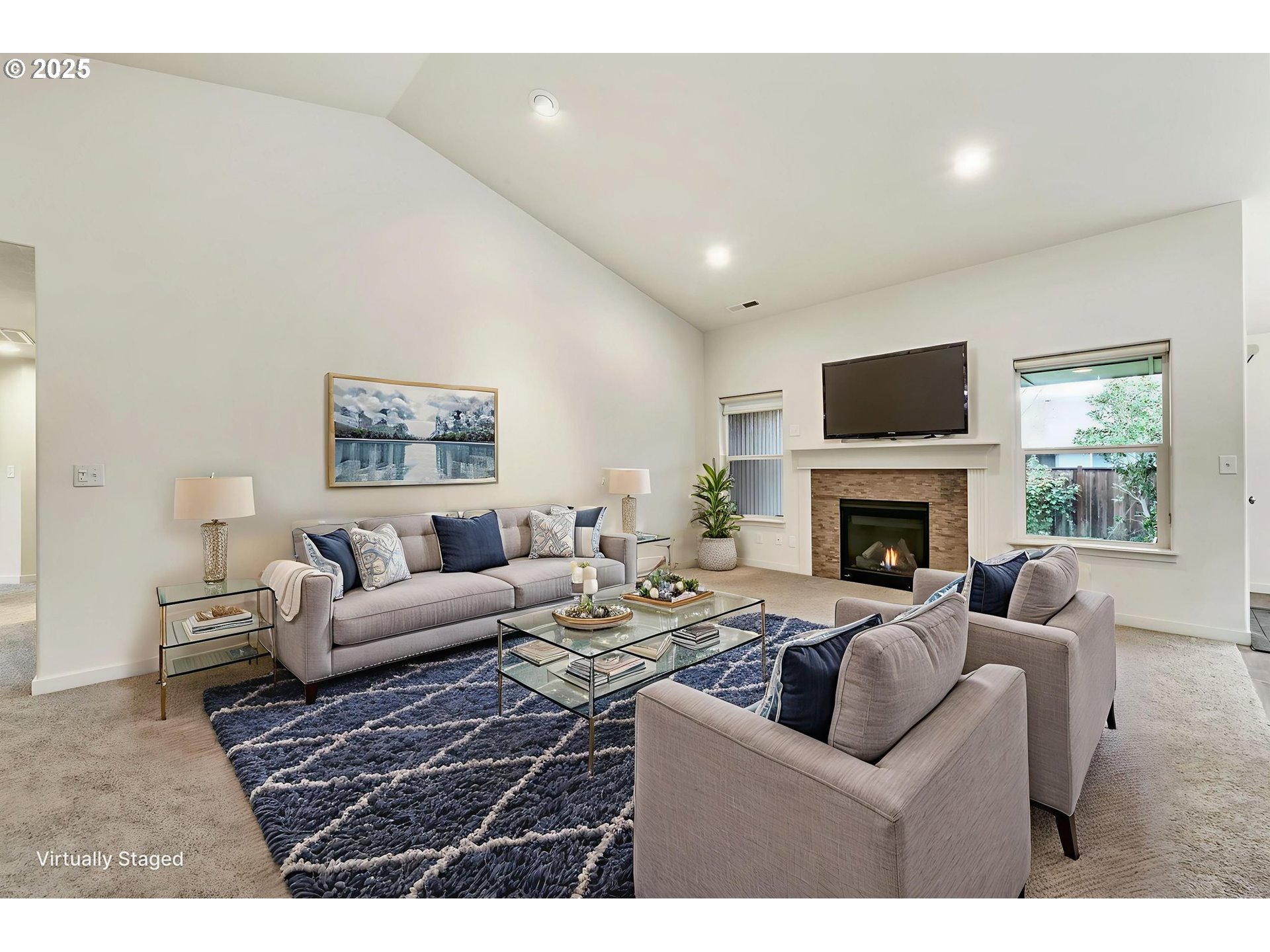 3869 Gusty Avenue Northeast Albany, OR 97322 - Photo 46 of 47 a living room with furniture a flat screen tv and a fireplace