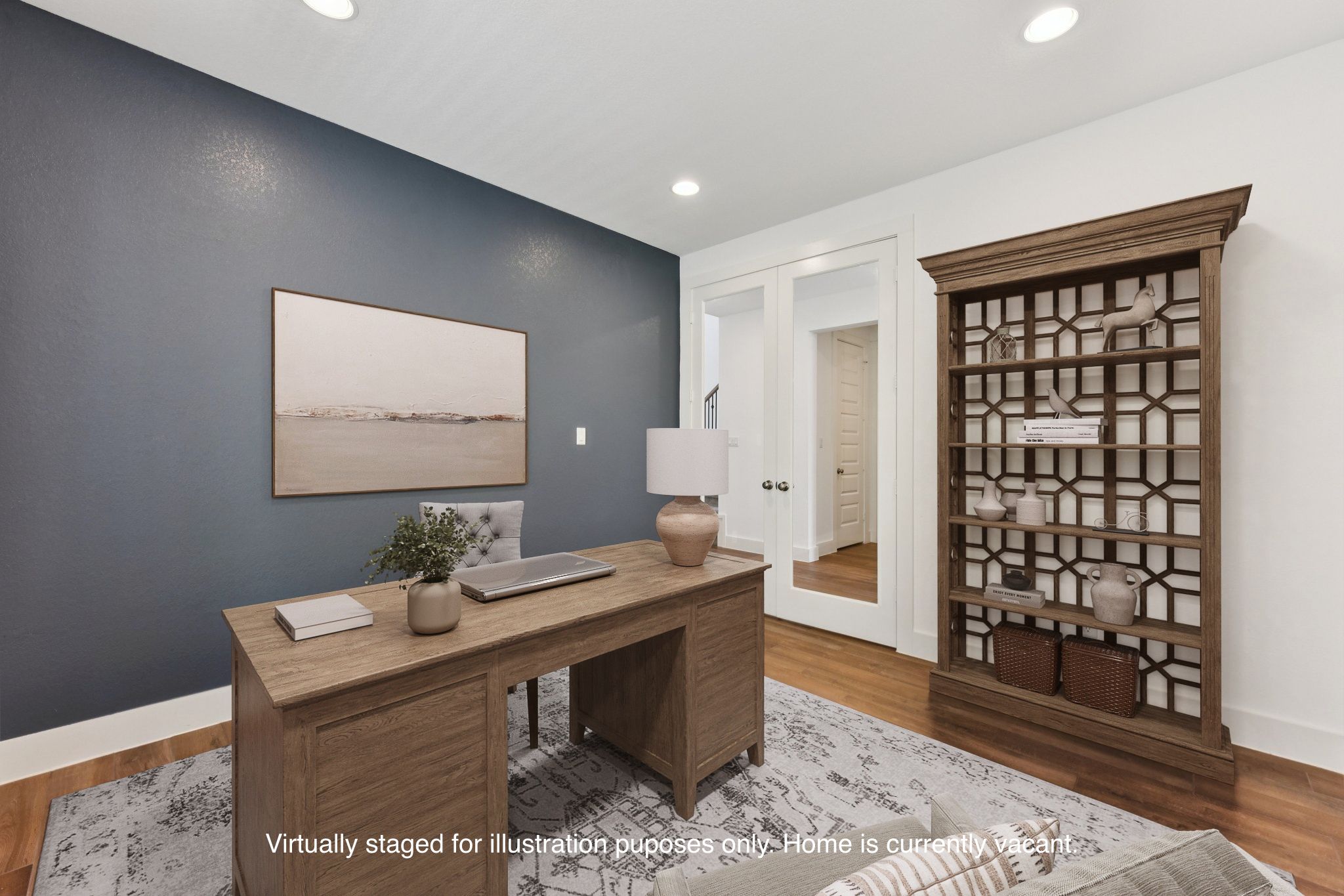 225 Ashmore Lane Georgetown, TX 78628 - Photo 19 of 36 Main floor office is the pefect backdrop for work from home days (Virtually staged for illustration purposes only)