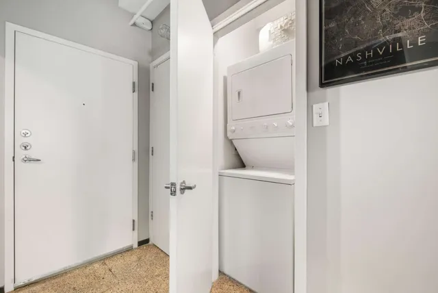 a room with a washer and dryer