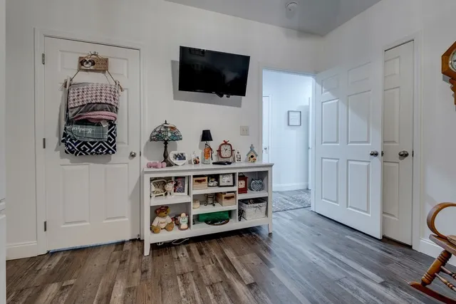 a car parked in a garage