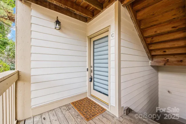 a view of wooden door