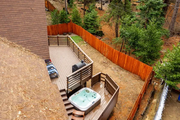 an outdoor space with lots of trees