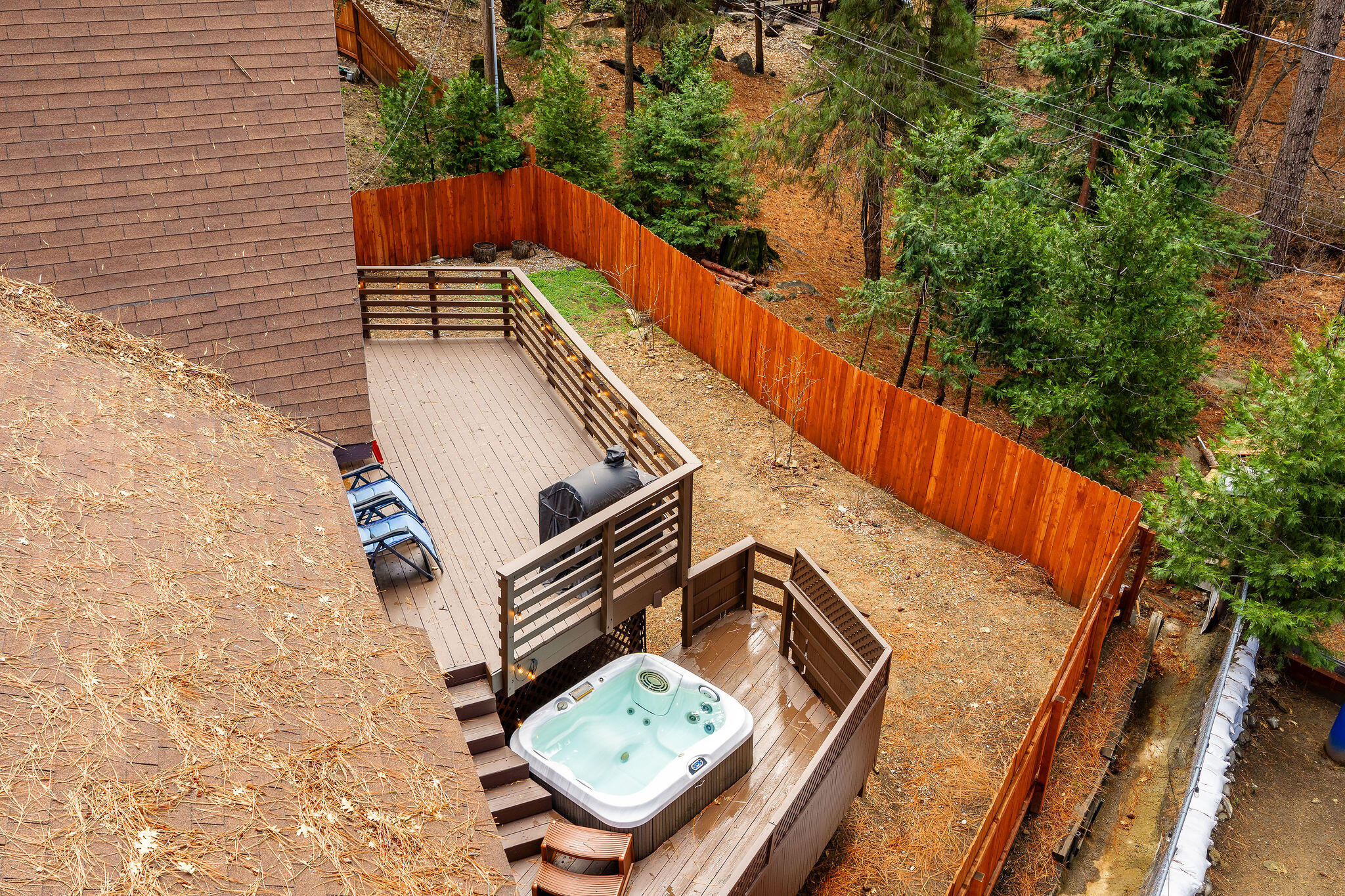 52515 Sunset Drive Idyllwild, CA 92549 - Photo 39 of 42 a view of balcony with wooden floor and outdoor seating