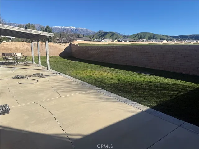 a view of an outdoor space with an mountain view