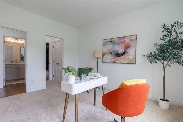 a view of a room with racks on the wall