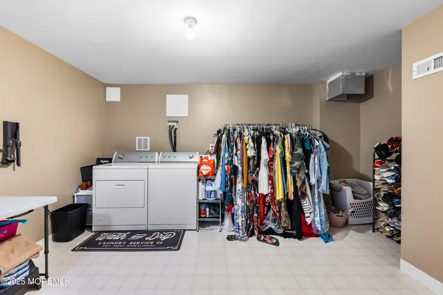 a patio with table and chairs