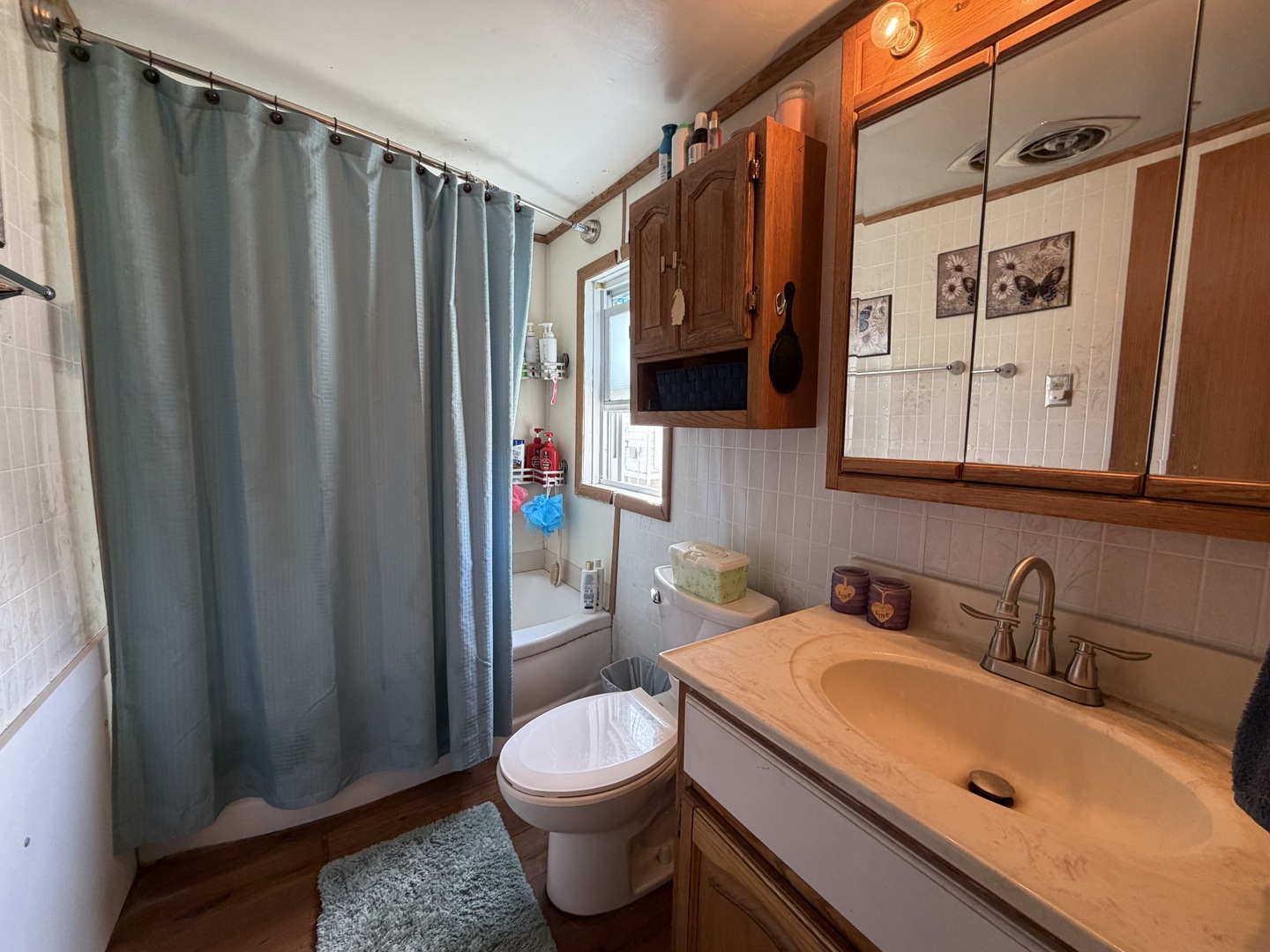 405 East Seminary Avenue Hoopeston, IL 60942 - Photo 20 of 38 a bathroom with a sink a toilet and shower curtain