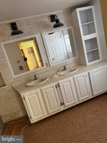 a bathroom with a bathtub