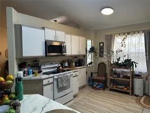 a kitchen with a sink a stove and cabinets