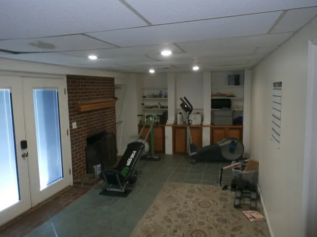 a view of a room with gym equipment