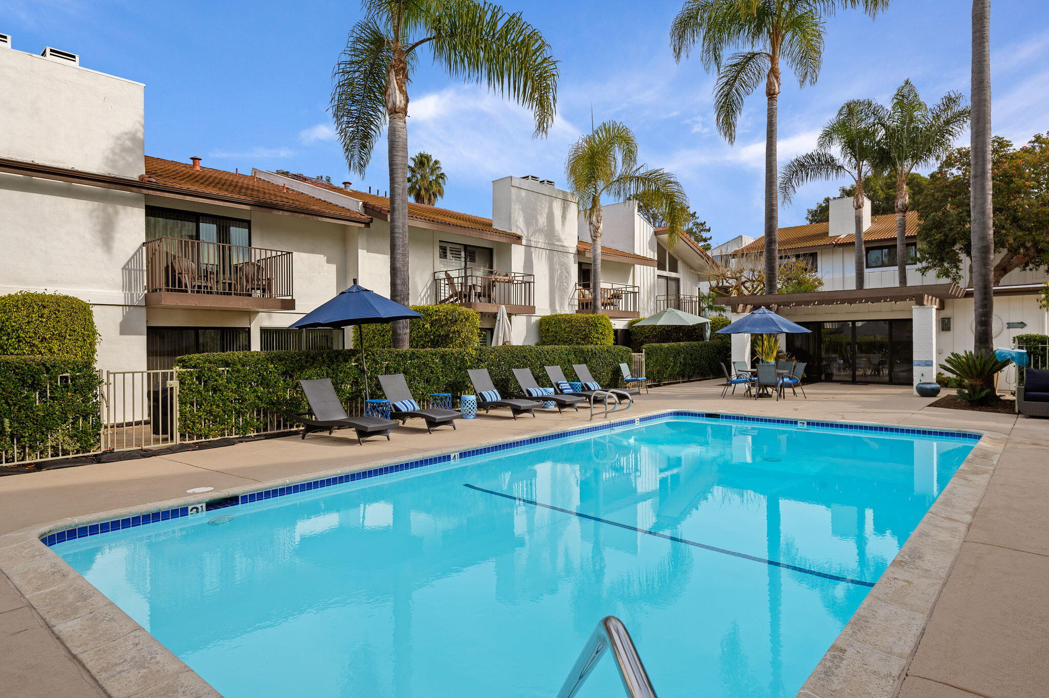 659 Del Parque Drive, Unit E Santa Barbara, CA 93103 - Photo 25 of 32 a view of a house with swimming pool and sitting area