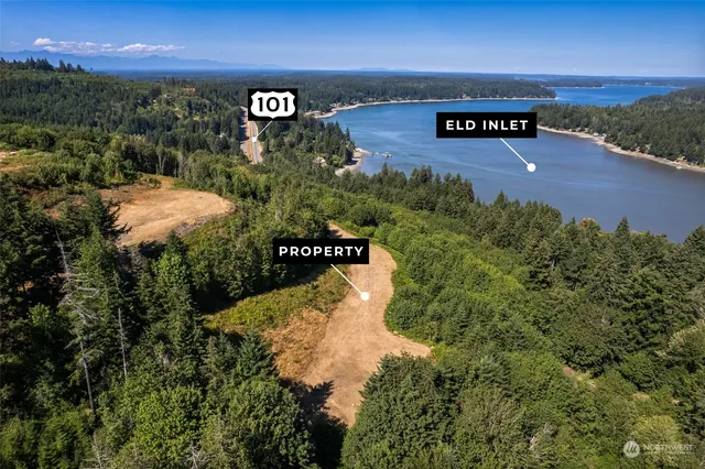 an aerial view of a house with a lake view