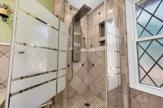 a bathroom with a shower