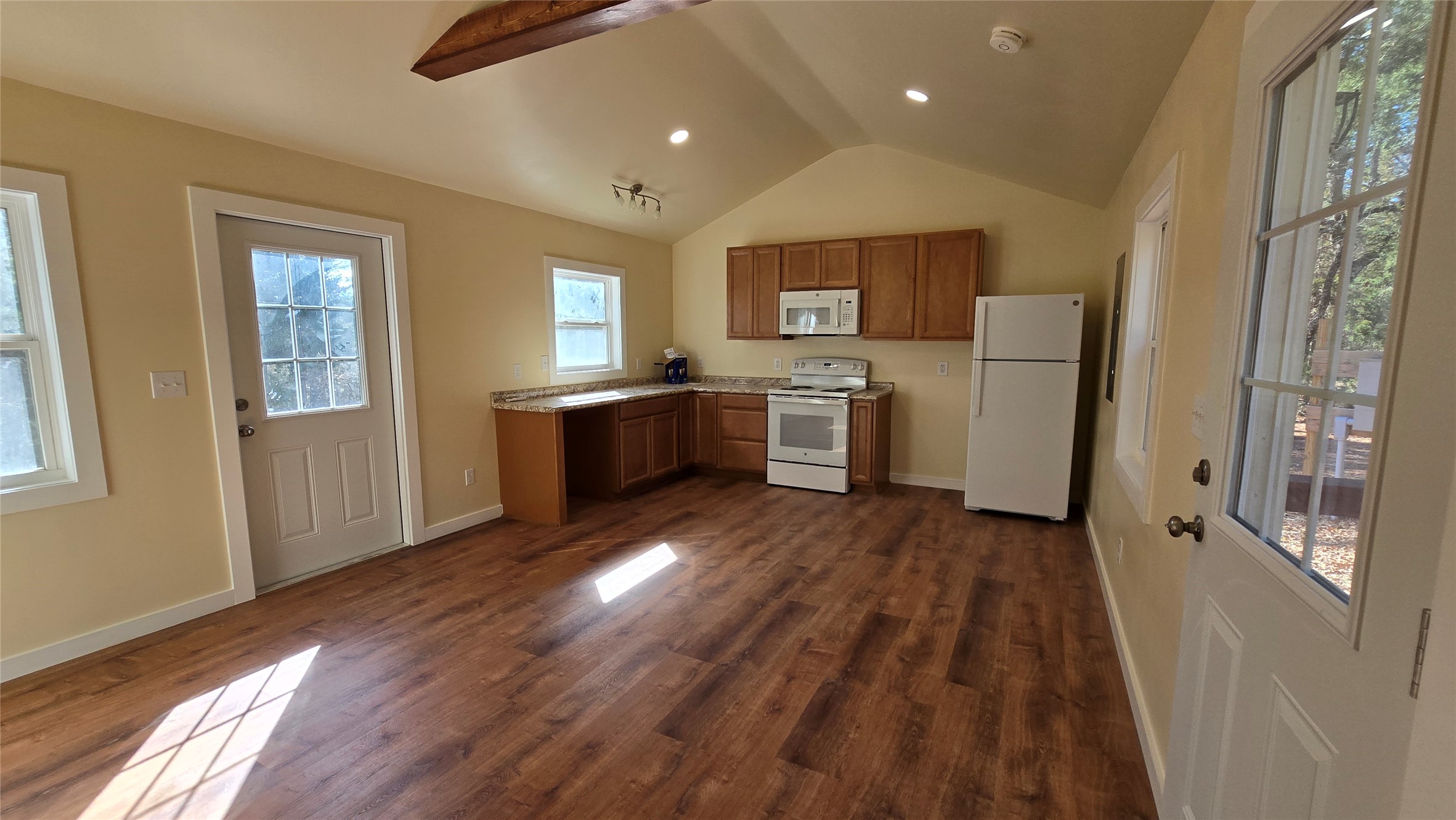1024 Sand Hills Road Red Rock, TX 78662 - Photo 35 of 37 Tiny home with 480 sqft. Refrigerator, stove and microwave convey with sink and faucet ready to install.