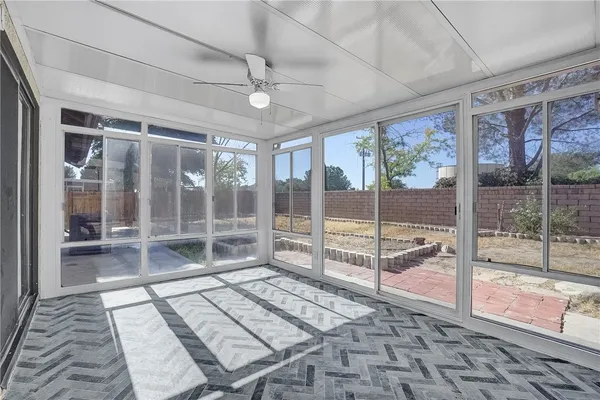 a living room with a large window