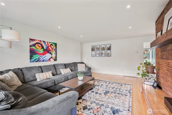 a living room with furniture and a couch