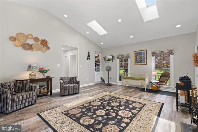 a living room with furniture