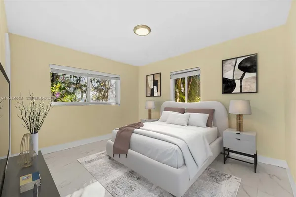 a view of a big room with windows