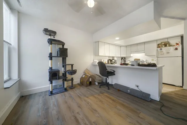 a kitchen with lots of counter top space