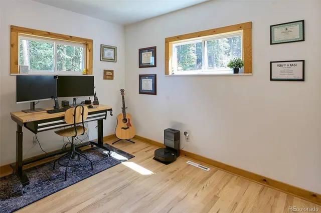 a view of a room with racks