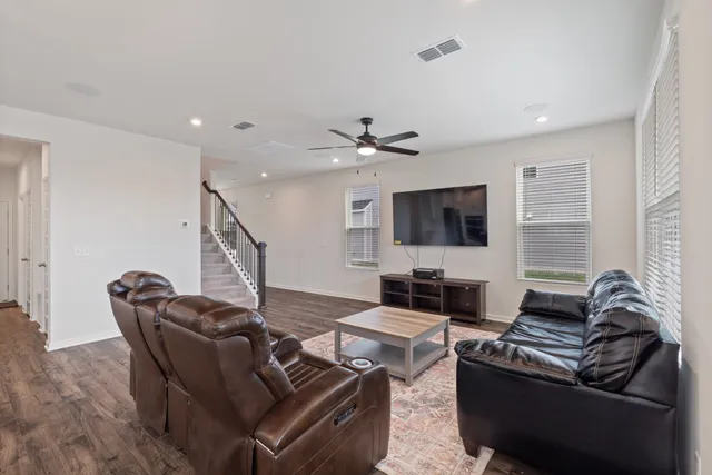 a living room with furniture