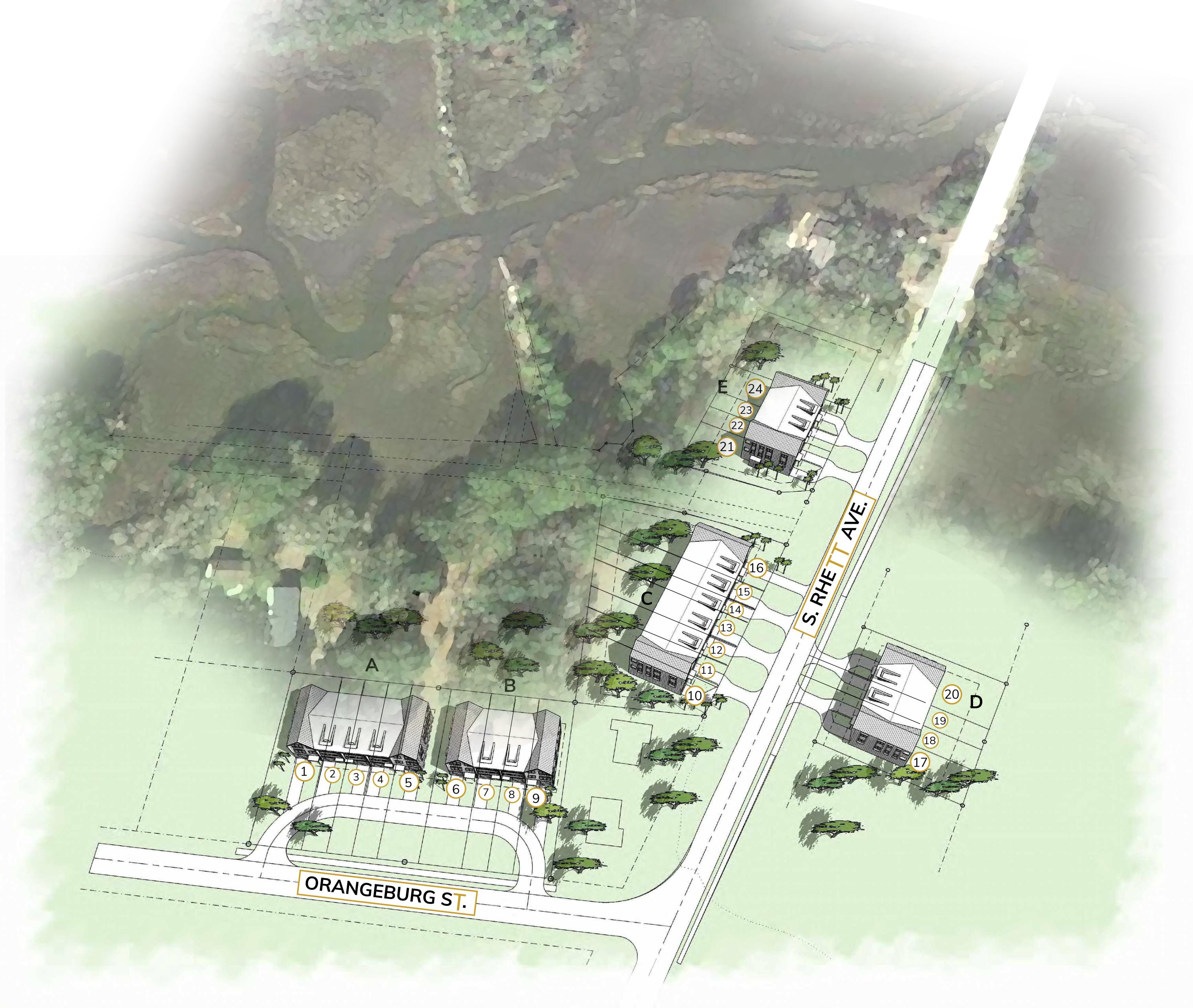 4061 South Rhett Avenue North Charleston, SC 29405 - Photo 25 of 33 NST Site Plan Rendering with Creek