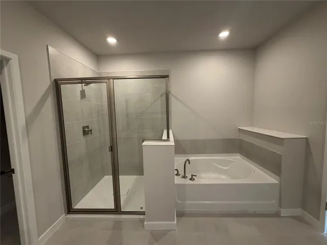 a bathroom with a bathtub