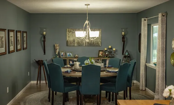 a living room with a fireplace