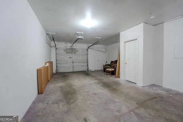 a view of a garage with furniture