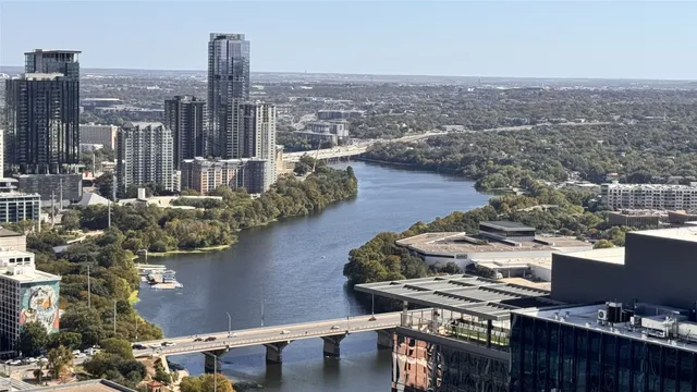 a view of a city with tall buildings