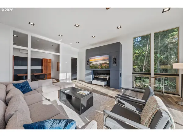 a living room with furniture