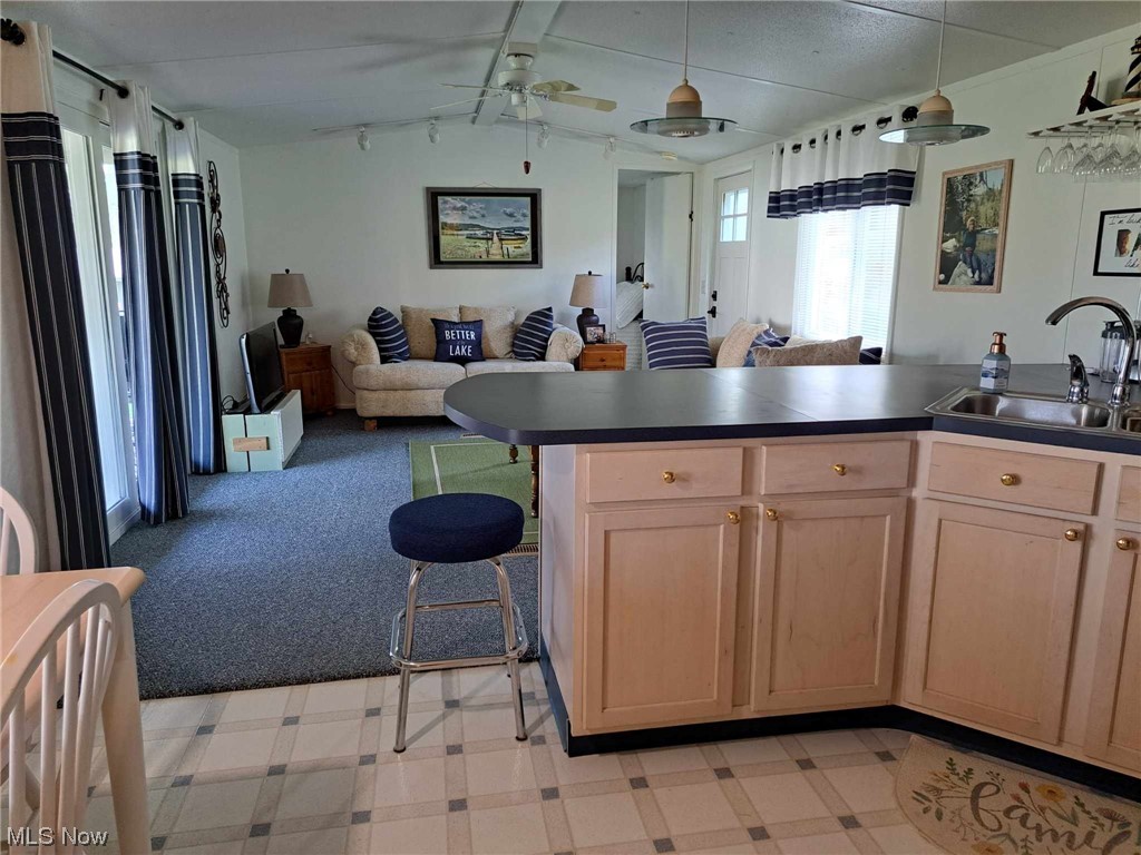 25910 Lashley Road Quaker City, OH 43773 - Photo 14 of 37 Kitchen and Living Area with Cathedral Ceiling