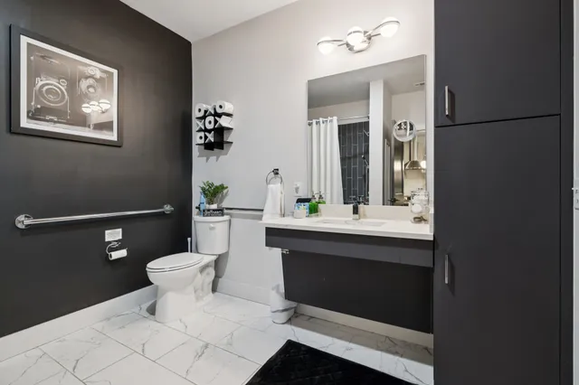 a bathroom with a bathtub