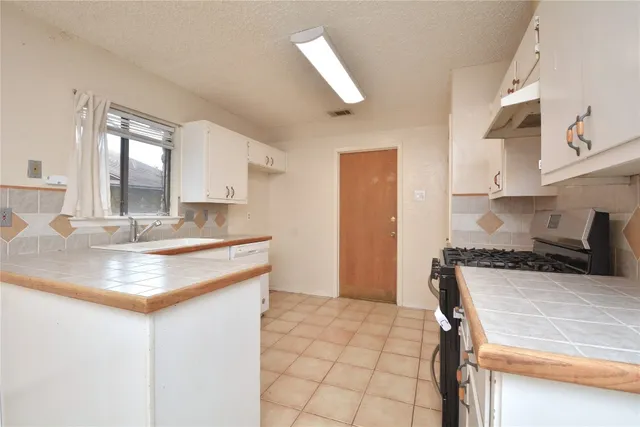 a kitchen with a stove a sink and a refrigerator